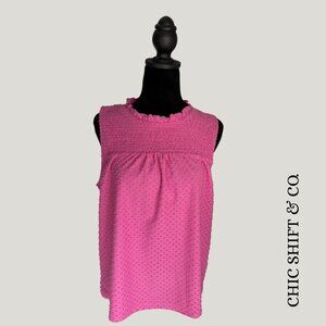 J Crew Factory Hot Pink Clip-Dot Sleeveless Top Size Large